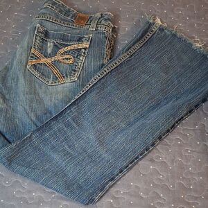 BKE Blue Ankle Jeans with Distressed Hem